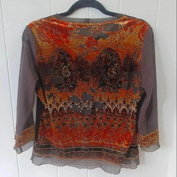 Tribal Brand Velvet + Mesh Top - Picture 2 of 7